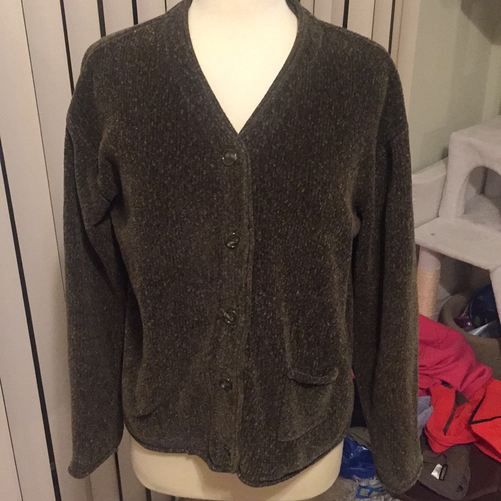 Evan Picone Dark Brown Cardigan Sweater